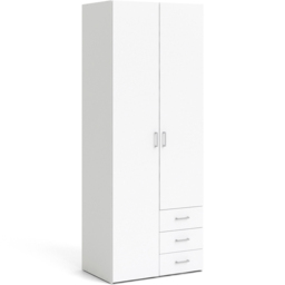 Florence 3 Drawer 2 Door White Space Wardrobe - Size: 2 Door, 3 Drawer - Furniture To Go - Wilko - thumbnail 3