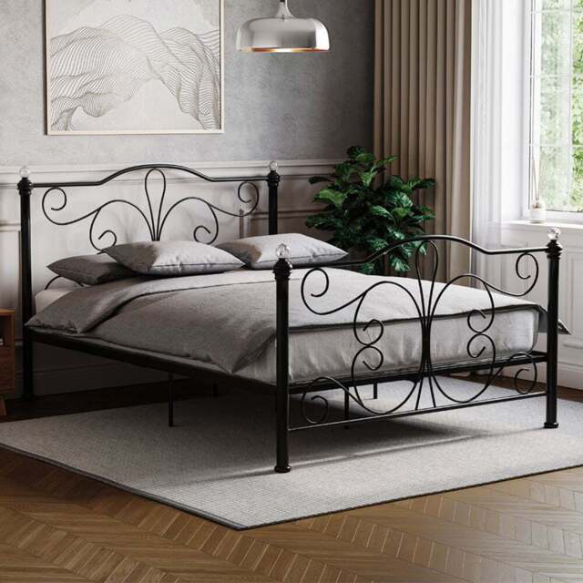 Vida Designs Chicago King Size Black Metal Bed Frame - Wilko