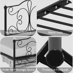 Vida Designs Chicago King Size Black Metal Bed Frame - Wilko - thumbnail 7