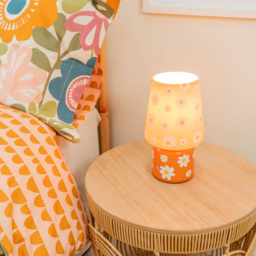 ValueLights Hanya Flower Glass Rechargeable LED Portable Table Lamp - Orange - Wilko - thumbnail 3