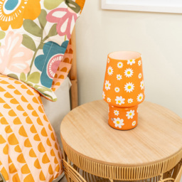 ValueLights Hanya Flower Glass Rechargeable LED Portable Table Lamp - Orange - Wilko - thumbnail 5