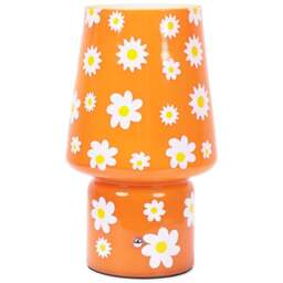 ValueLights Hanya Flower Glass Rechargeable LED Portable Table Lamp - Orange - Wilko