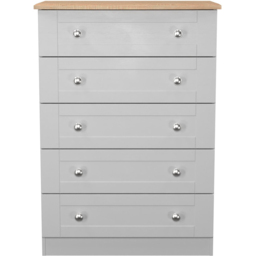 Crowndale Sussex 5 Drawer Grey Ash and Bardolino Oak Chest of Drawers Ready Assembled - Grey Ash & Bardolino Oak - Wilko - thumbnail 3