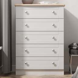 Crowndale Sussex 5 Drawer Grey Ash and Bardolino Oak Chest of Drawers Ready Assembled - Grey Ash & Bardolino Oak - Wilko - thumbnail 1
