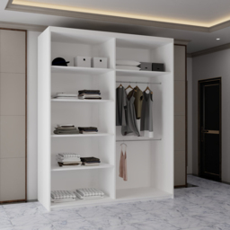Sliding Wardrobes 4U 2 Sliding Door White Modern Full Length Mirrored Wardrobe 180cm - Size: 2 Door - Wilko - thumbnail 5