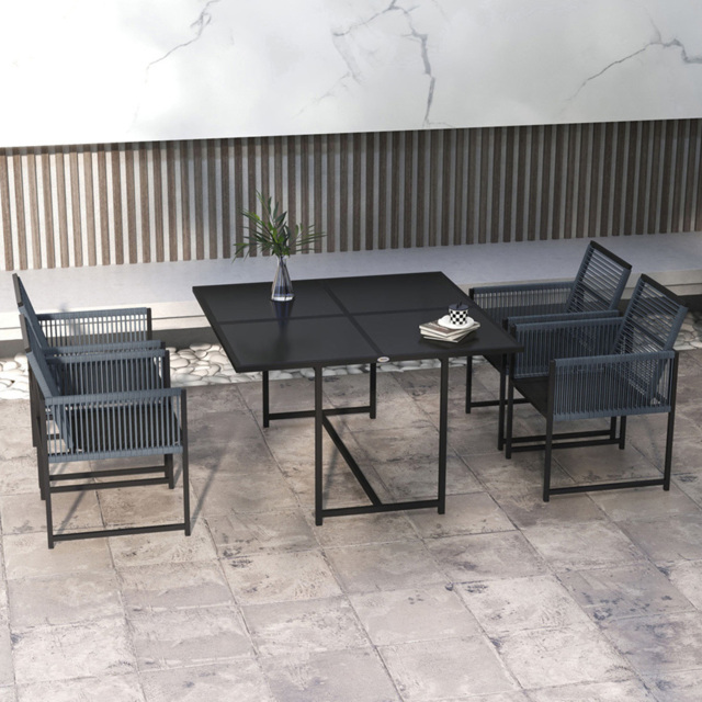 Outsunny Handwoven Rope 4 Seater Garden Dining Set Dark Grey - Wilko - image 1