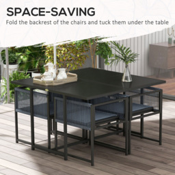 Outsunny Handwoven Rope 4 Seater Garden Dining Set Dark Grey - Wilko - thumbnail 5