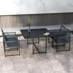 Outsunny Handwoven Rope 4 Seater Garden Dining Set Dark Grey - Wilko - thumbnail 1