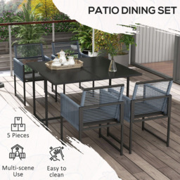 Outsunny Handwoven Rope 4 Seater Garden Dining Set Dark Grey - Wilko - thumbnail 7