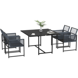 Outsunny Handwoven Rope 4 Seater Garden Dining Set Dark Grey - Wilko - thumbnail 3