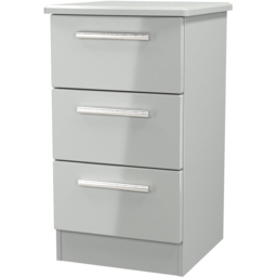 Crowndale Knightsbridge 3 Drawer Grey Gloss and Dusk Grey Bedside Cabinet Ready Assembled - Grey Gloss & Dusk Grey - Wilko - thumbnail 3