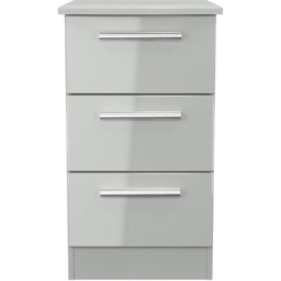 Crowndale Knightsbridge 3 Drawer Grey Gloss and Dusk Grey Bedside Cabinet Ready Assembled - Grey Gloss & Dusk Grey - Wilko - thumbnail 4