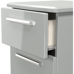 Crowndale Knightsbridge 3 Drawer Grey Gloss and Dusk Grey Bedside Cabinet Ready Assembled - Grey Gloss & Dusk Grey - Wilko - thumbnail 7