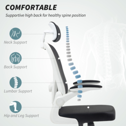 Portland Black Mesh Ergonomic Office Chair with Headrest and Lumbar Support - Size: 125 x 58 x 63cm - Wilko - thumbnail 5