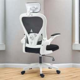 Portland Black Mesh Ergonomic Office Chair with Headrest and Lumbar Support - Size: 125 x 58 x 63cm - Wilko - thumbnail 1