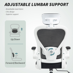 Portland Black Mesh Ergonomic Office Chair with Headrest and Lumbar Support - Size: 125 x 58 x 63cm - Wilko - thumbnail 6