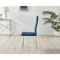 Furniturebox Molini Valera 4 Seater Dining Set Grey Gloss Navy Blue and Chrome - Wilko - thumbnail 3