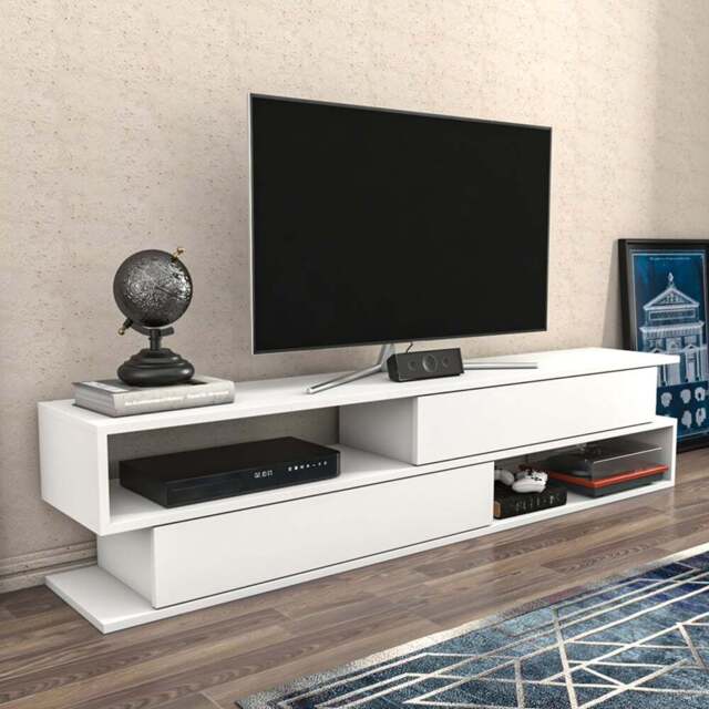 Decorotika Cortez 2 Shelf White TV Unit - Size: 40 x 160 x 35cm - Wilko - image 1
