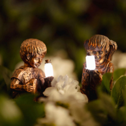 Garden Mile Boy and Girl Solar LED Garden Ornaments 2 Pack - Size: 13 x 9 x 9cm - Brown - Wilko - thumbnail 7