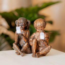 Garden Mile Boy and Girl Solar LED Garden Ornaments 2 Pack - Size: 13 x 9 x 9cm - Brown - Wilko - thumbnail 5
