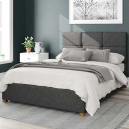 Aspire Caine Double Charcoal Saxon Twill Ottoman Bed - Grey - Aspire Beds - Wilko - thumbnail 1
