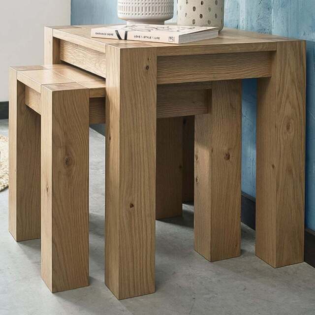 Bentley Designs Turin Light Oak Nesting Table Set of 2 - Size: 50 x 55 x 45cm - Brown - Wilko - image 1