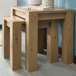 Bentley Designs Turin Light Oak Nesting Table Set of 2 - Size: 50 x 55 x 45cm - Brown - Wilko