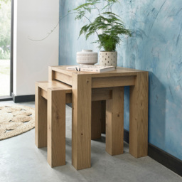 Bentley Designs Turin Light Oak Nesting Table Set of 2 - Size: 50 x 55 x 45cm - Brown - Wilko - thumbnail 5