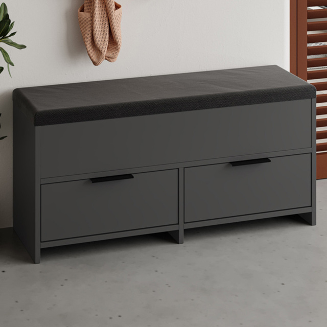 Decortie Cove 2 Door 2 Shelf Anthracite Grey Modern Shoe Storage Bench - Size: 50 x 106 x 34cm - Wilko - image 1