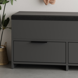 Decortie Cove 2 Door 2 Shelf Anthracite Grey Modern Shoe Storage Bench - Size: 50 x 106 x 34cm - Wilko - thumbnail 4