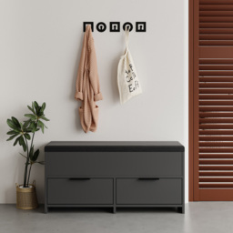 Decortie Cove 2 Door 2 Shelf Anthracite Grey Modern Shoe Storage Bench - Size: 50 x 106 x 34cm - Wilko - thumbnail 5