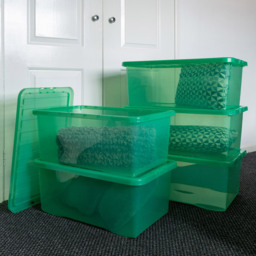 Wham 45L Clear Green Stackable Plastic Crystal Storage Box with Lid 5 Pack - Wilko - thumbnail 3