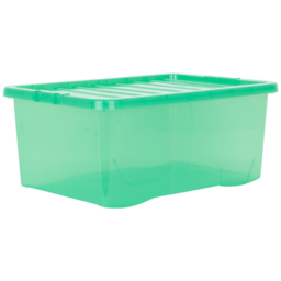 Wham 45L Clear Green Stackable Plastic Crystal Storage Box with Lid 5 Pack - Wilko - thumbnail 4