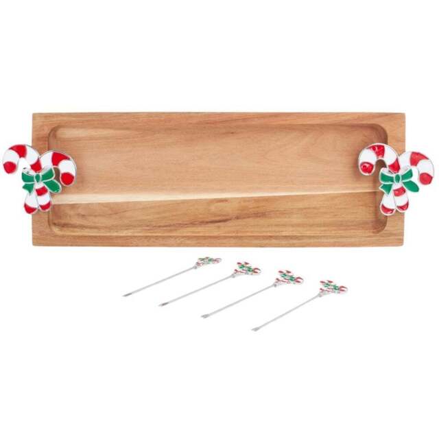 Candy Cane Acacia Cheeseboard SetNatural - Wilko - image 1