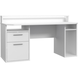 Florence Tezaur 3 Shelf 2 Drawer White LED Gaming Desk - Furniture To Go - Wilko - thumbnail 3