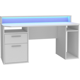 Florence Tezaur 3 Shelf 2 Drawer White LED Gaming Desk - Furniture To Go - Wilko - thumbnail 6