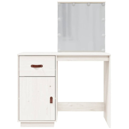 vidaXL Single Door Single Drawer White Solid Wood Pine Dressing Table with LED Mirror - Size: 133.5 x 95 x 50cm - Wilko - thumbnail 7
