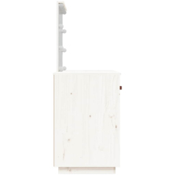 vidaXL Single Door Single Drawer White Solid Wood Pine Dressing Table with LED Mirror - Size: 133.5 x 95 x 50cm - Wilko - thumbnail 5