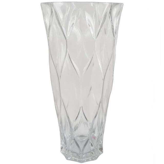 Botanik Clear Chunky Ridged Glass Vase 35cm - Size: 35 x 17 x 17cm - White - Wilko - image 1
