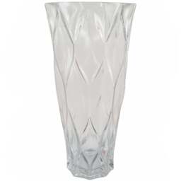 Botanik Clear Chunky Ridged Glass Vase 35cm - Size: 35 x 17 x 17cm - White - Wilko