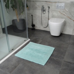 Allure Bath Fashions Elegance Duck Egg Reversible Square Bath Mat 55 x 55cm - Size: 53 x 55cm - Blue - Wilko - thumbnail 3