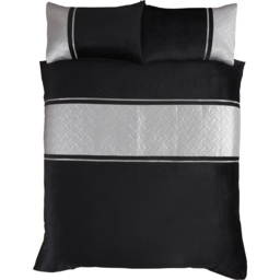 Rapport Home Capri Single Black and Silver Velvet Duvet Set - Wilko - thumbnail 4
