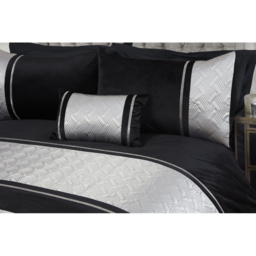 Rapport Home Capri Single Black and Silver Velvet Duvet Set - Wilko - thumbnail 3