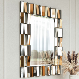 CARME Home Knightsbridge Rose gold and Silver 3D Rectangular Wall Mirror - Size: 12.5 x 104 x 74cm - Wilko - thumbnail 3