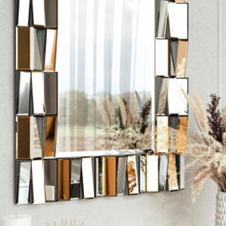 CARME Home Knightsbridge Rose gold and Silver 3D Rectangular Wall Mirror - Size: 12.5 x 104 x 74cm - Wilko - thumbnail 5