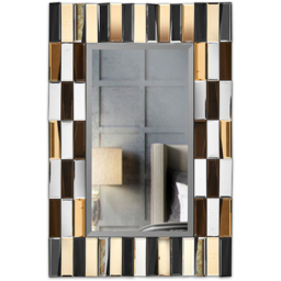 CARME Home Knightsbridge Rose gold and Silver 3D Rectangular Wall Mirror - Size: 12.5 x 104 x 74cm - Wilko - thumbnail 1