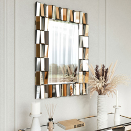 CARME Home Knightsbridge Rose gold and Silver 3D Rectangular Wall Mirror - Size: 12.5 x 104 x 74cm - Wilko - thumbnail 6