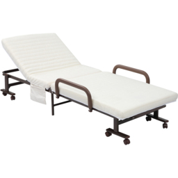 Portland Single Brown Folding Guest Bed on Wheels with Mattress - Multi - Wilko - thumbnail 3