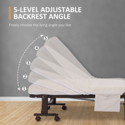 Portland Single Brown Folding Guest Bed on Wheels with Mattress - Multi - Wilko - thumbnail 7