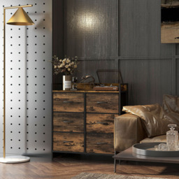 HOMCOM 6 Drawer Rustic Brown Bedroom Chest of Drawers - Wilko - thumbnail 4